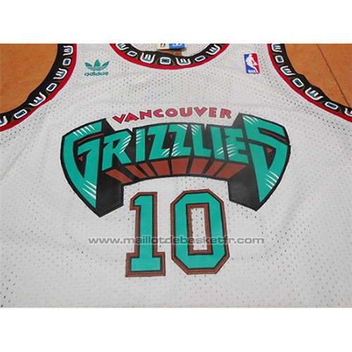 Maillot Vancouver Grizzlies Mike Bibby #10 Historic Retro Blanc